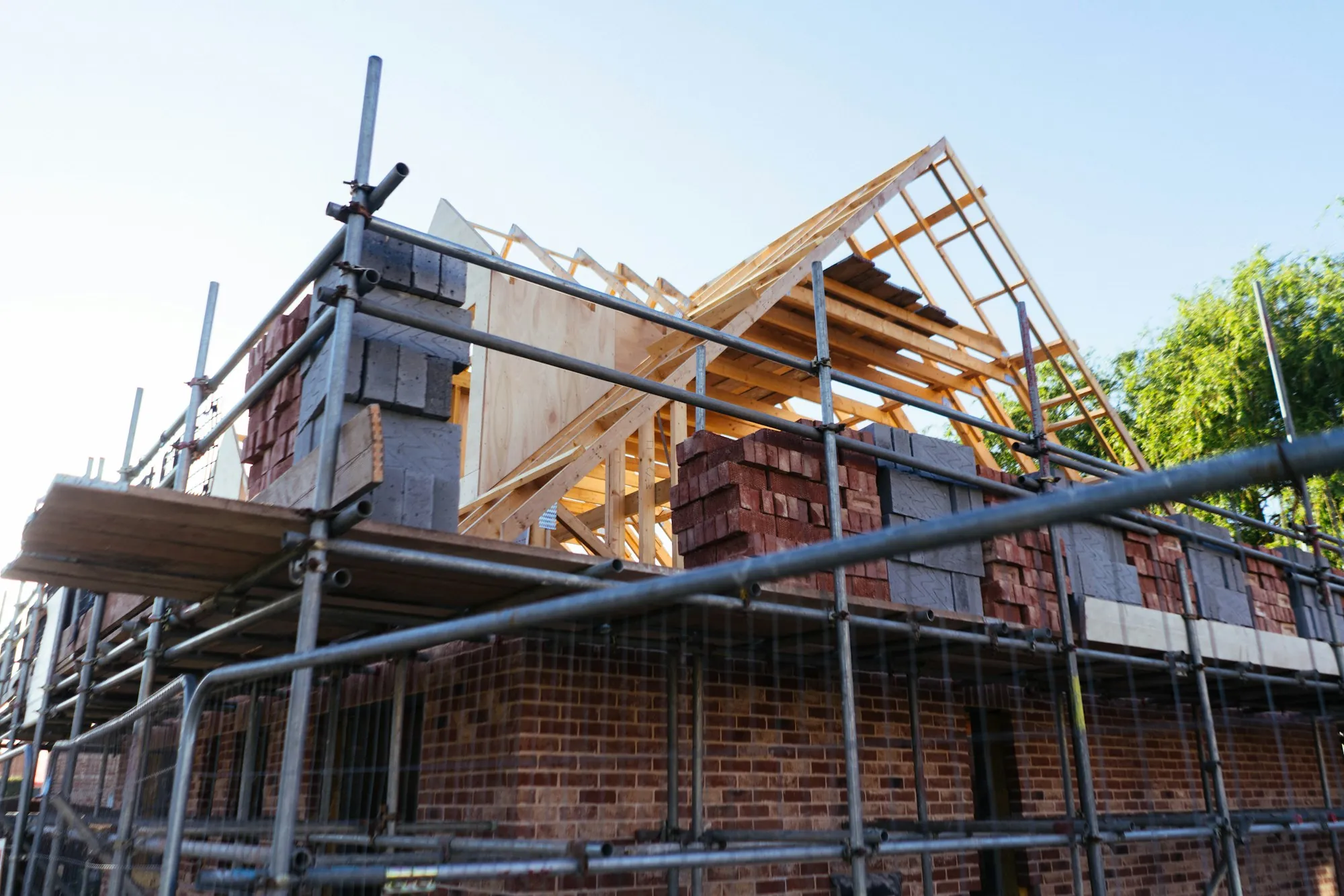 Exterior construction on a home addition